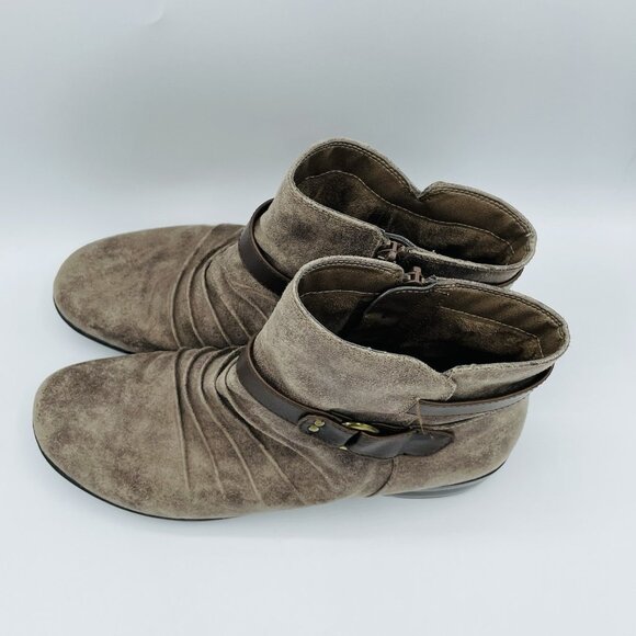 Natural Soul Boots Womens Size 9 M Brown Coltrane Ankle Booties Creased Zipper - Picture 6 of 11